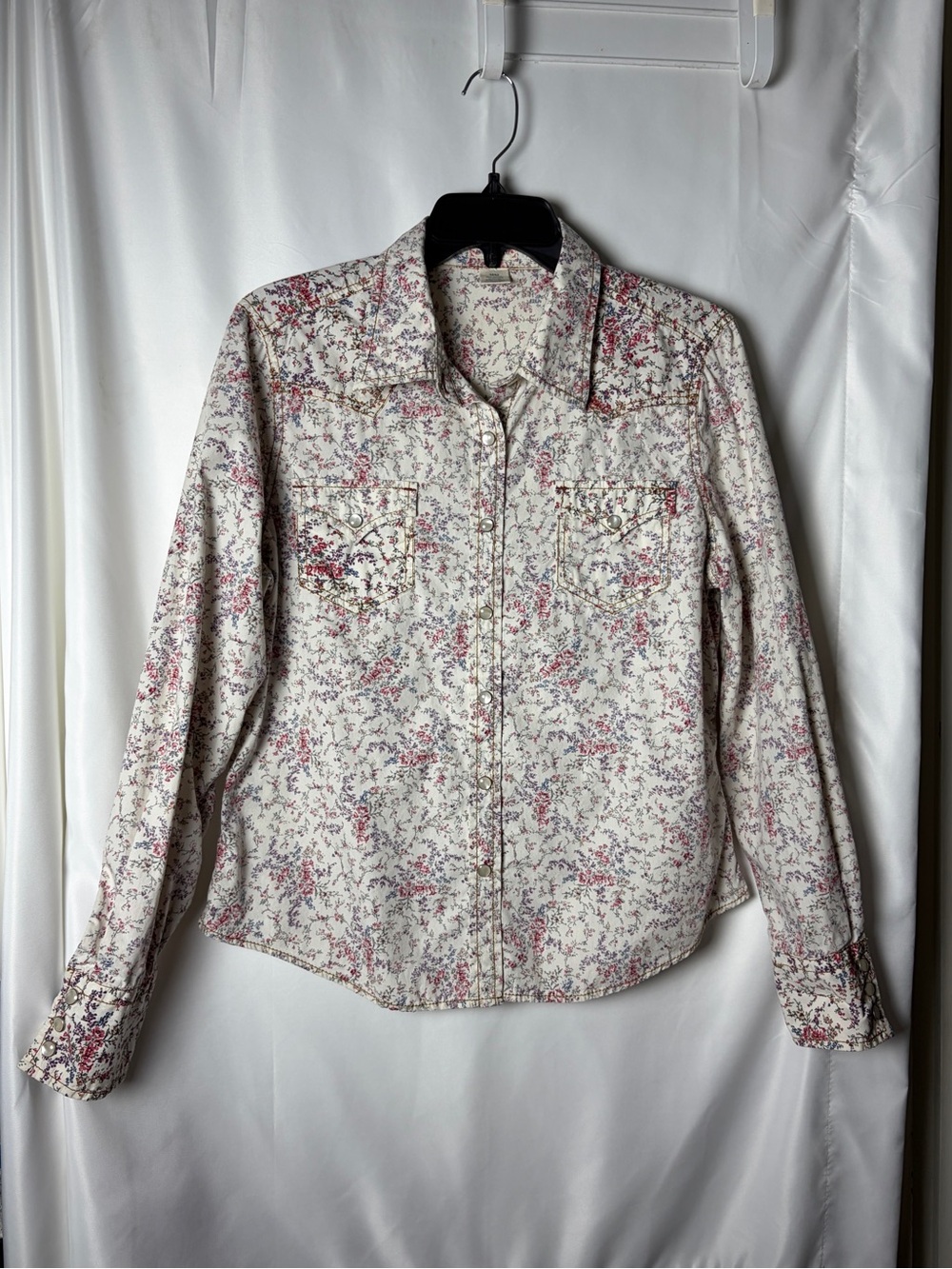 Polo Jeans Co Floral Western Pearl Snap Shirt; Vintage Women’s Size Medium